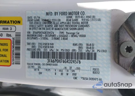 2016 Ford Fusion Se from USA, damaged, VIN 3FA6P0H76GR324576